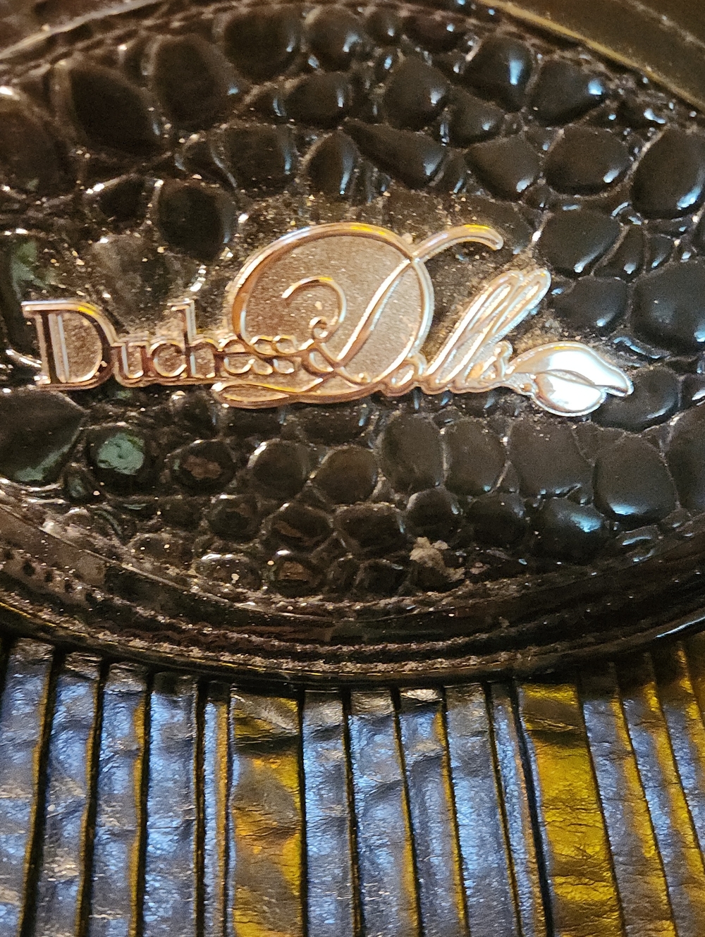 Duchess Dollie Black Faux Croc Handbag